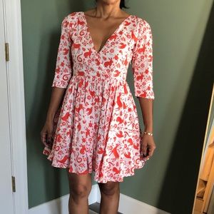 Carolina K red/white mini cotton dress. Small.